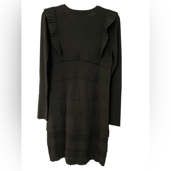 NWOT CARVEN TIERED RUFFLE SWEATER DRESS BLACK MIDI LONG SLEEVE MODEST CREW NECK - Picture 14 of 15